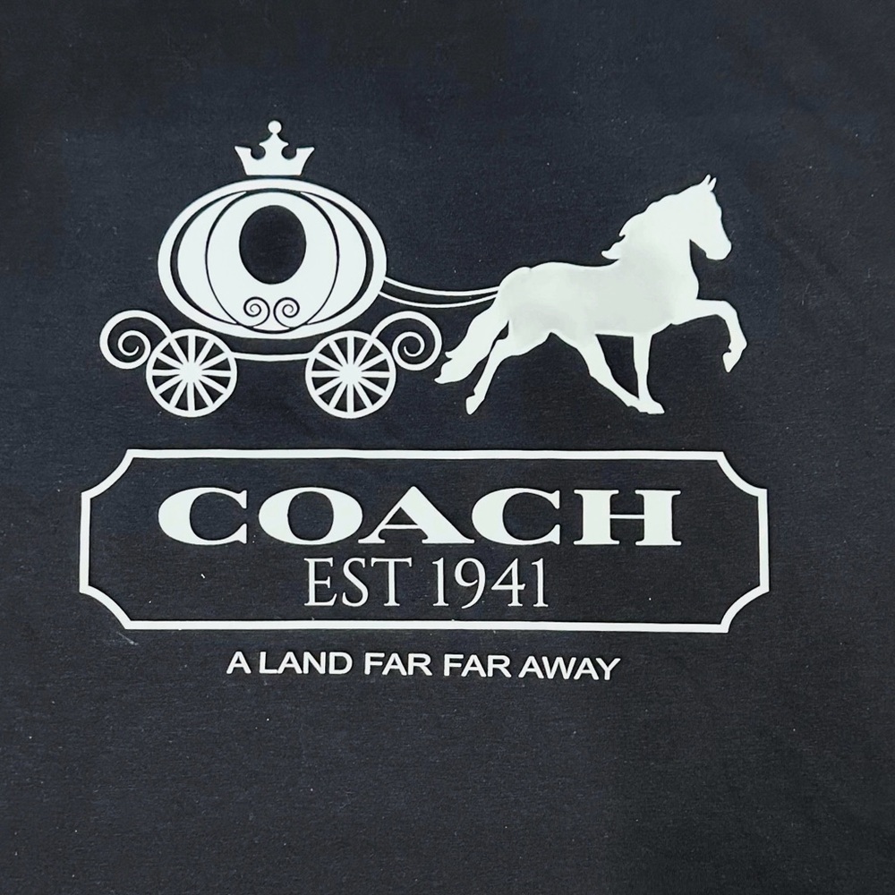 Coach Short Sleeved Tee with White Carriage Design